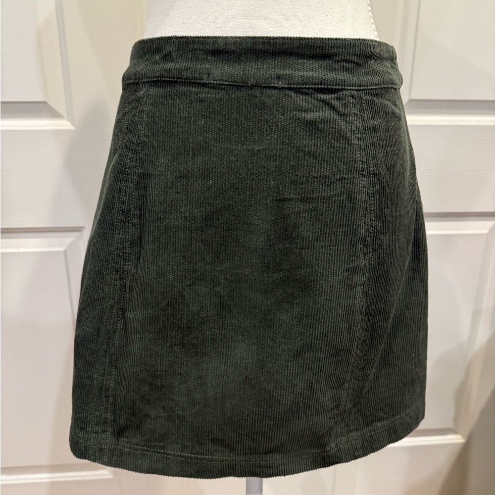 Victoria + Sophia Corduroy Mini Skirt Button Front Green Medium Y2K - Picture 7 of 10